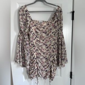 Floral ruched mini dress